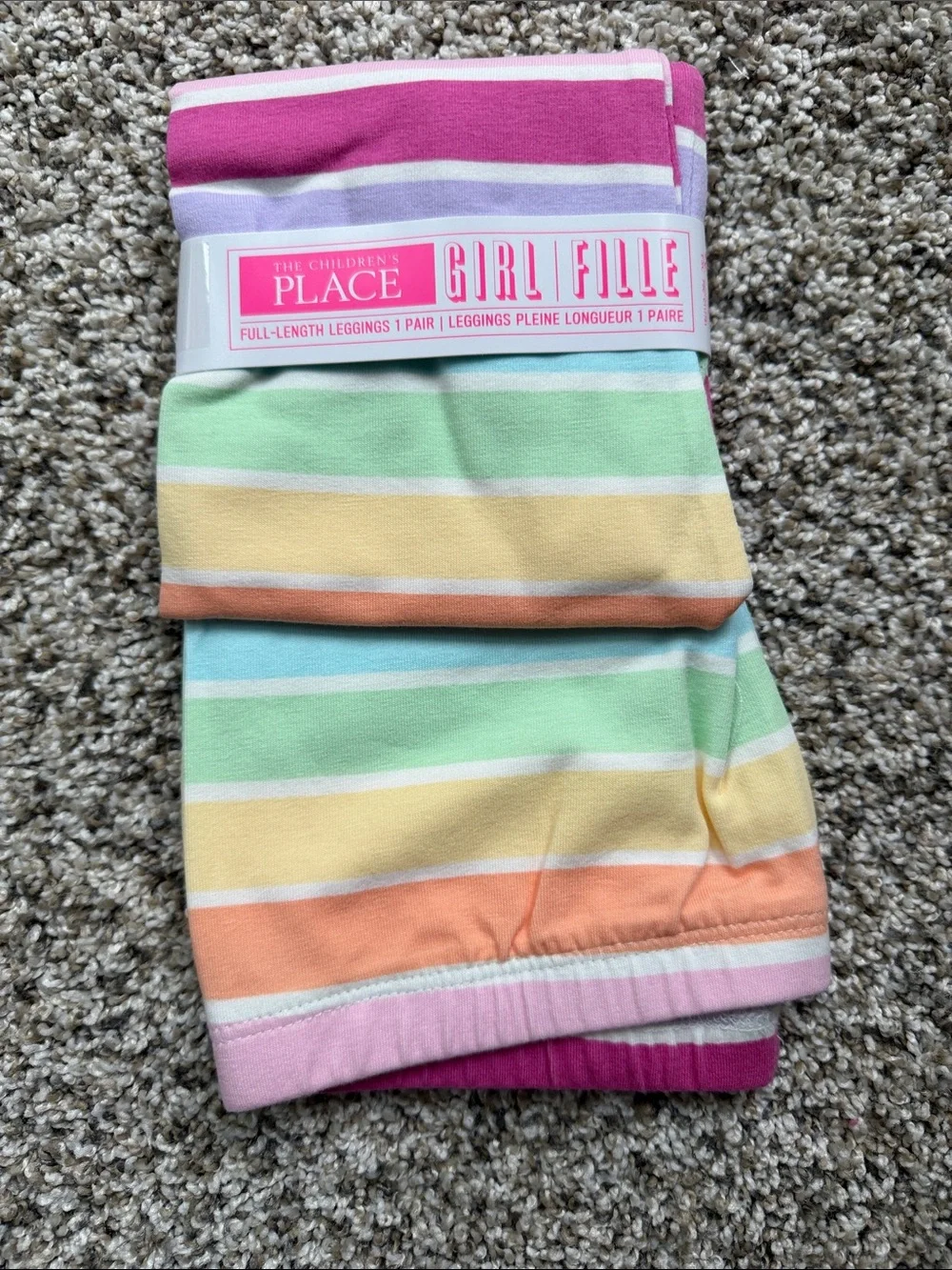 NWT The Children's Place Girls' Pastel Stripe Leggings - Multi size medium 7/8